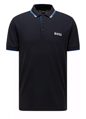 Hugo Boss Poloshirt Paddy Pro aus Baumwoll-Mix mit kontrastfarbenen Logo dunkelblau 402