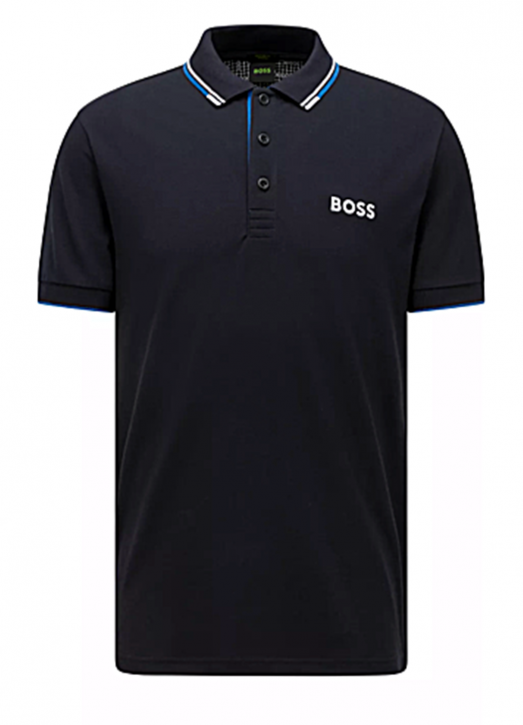 Hugo Boss Poloshirt Paddy Pro aus Baumwoll-Mix mit kontrastfarbenen Logo dunkelblau 402 Hugo Boss Poloshirt Paddy Pro aus Baumwoll-Mix mit kontrastfarbenen Logo dunkelblau 402