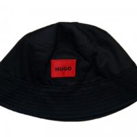 HUGO Fischerhut MEN-X555-1_T aus Twill mit rotem Logo-Label Schwarz 001