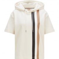 HUGO BOSS Kapuzen-Sweatshirt mit kurzen Ärmeln und Streifen-Print C_Enhala 118 HUGO BOSS Kapuzen-Sweatshirt mit kurzen Ärmeln und Streifen-Print C_Enhala 118