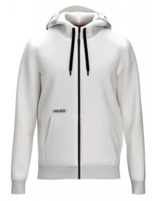 Hugo Men Dyndale Kapuzen Sweatshirt mit Druck an der Kapuze weiß 100