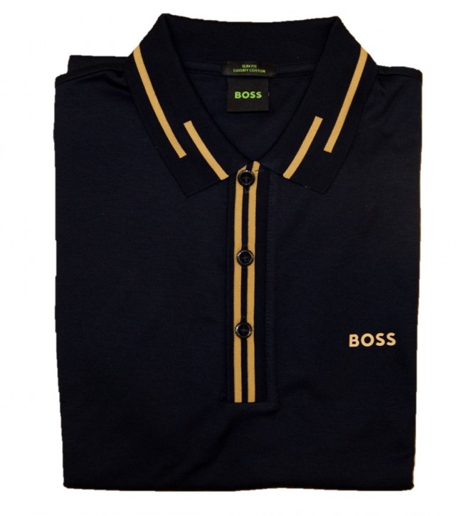 Hugo Boss Poloshirt Paule 1 mit sportlichen Streifen an der Knopfleiste Blau 402 Hugo Boss Poloshirt Paule 1 mit sportlichen Streifen an der Knopfleiste Blau 402