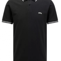 Boss Slim-Fit Poloshirt Paul Curved aus Stretch-Baumwolle mit geschwungenem Logo schwarz 001 Boss Slim-Fit Poloshirt Paul Curved aus Stretch-Baumwolle mit geschwungenem Logo schwarz 001