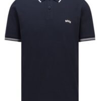 Boss Slim-Fit Poloshirt Paul Curved aus Stretch-Baumwolle mit geschwungenem Logo dunkelblau 402 Boss Slim-Fit Poloshirt Paul Curved aus Stretch-Baumwolle mit geschwungenem Logo dunkelblau 402