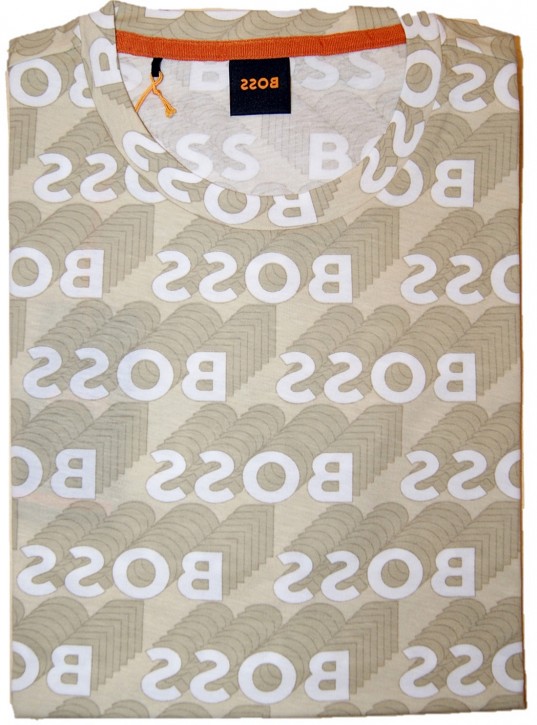 Hugo Boss Herren T-Shirt TAllover mit all over Print  beige 131 Hugo Boss Herren T-Shirt TAllover mit all over Print  beige 131