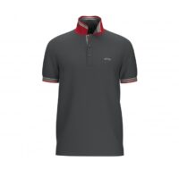 Hugo Boss Poloshirt Paddy aus Bio-Baumwolle mit geschwungenem Logo dunkelgrau 021 Hugo Boss Poloshirt Paddy aus Bio-Baumwolle mit geschwungenem Logo dunkelgrau 021