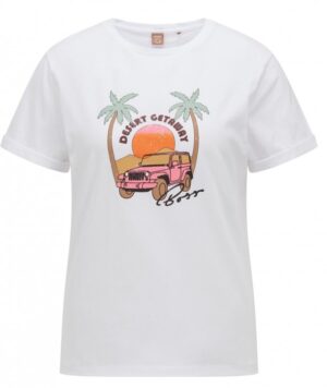 Hugo Boss REGULAR-FIT C_ESUMMER T-Snhirt aus Bio-Baumwolle  mit Sommerlichen Print  weiß 127