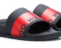 Hugo In Italien gefertigte SlidesMatch_it_Slid_str  mit rotem Logo-Tape schwarz 006