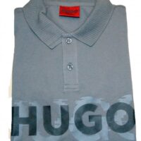 HUGO Herren Dristofano Polohemd mit markentem Logo front druck grau 069