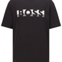 Hugo Boss Tee 1 Relaxed-Fit T-Shirt aus Baumwolle mit Colour-Block-Logo Schwarz 001