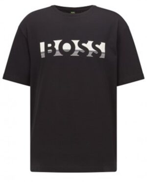 Hugo Boss Tee 1 Relaxed-Fit T-Shirt aus Baumwolle mit Colour-Block-Logo Schwarz 001