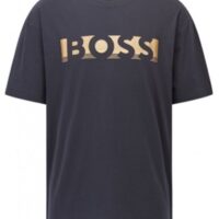 Hugo Boss Tee 1 Relaxed-Fit T-Shirt aus Baumwolle mit Colour-Block-Logo Dunkelblau 402