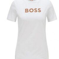 Hugo Boss C_Elogo_5 Damen T-Shirt mit weißem Logo-Schriftzug Weiß 100 Hugo Boss C_Elogo_5 Damen T-Shirt mit weißem Logo-Schriftzug Weiß 100