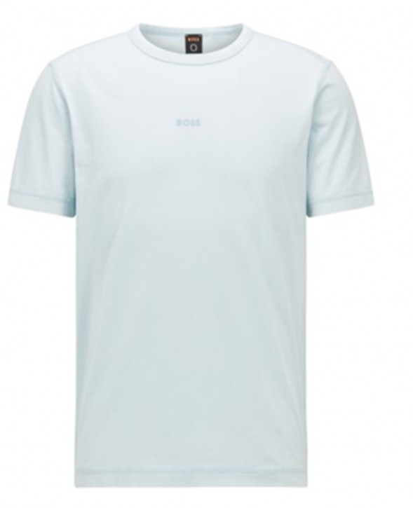 BOSS Herren Tokks Stückgefärbtes T-Shirt aus Bio-Baumwolle mit Logo-Print Farbe grau 080 BOSS Herren Tokks Stückgefärbtes T-Shirt aus Bio-Baumwolle mit Logo-Print Farbe grau 080