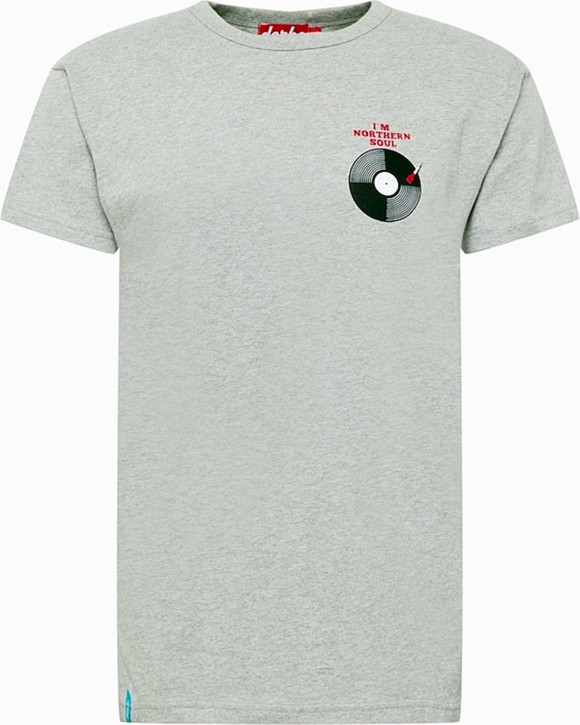 Derbe Herren Shirt Northern Soul Doe Ocker Schallplatte grey melange 021 Derbe Herren Shirt Northern Soul Doe Ocker Schallplatte grey melange 021