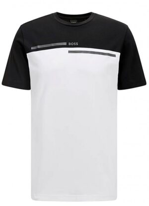 Hugo Boss Regular-Fit T-Shirt Tee 4 aus Stretch-Baumwolle mit Logo-Print Weiß 001