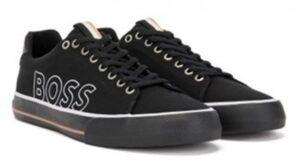 Hugo Boss Hightop Sneakers Aiden_Tenn_cvlg aus Baumwoll-Canvas mit "B"-Detail  schwarz 001