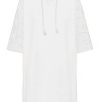 Hugo Boss Kapuzenkleid C_EFI  mit Lochstikerei am 3/4 Arm weiß 100 Hugo Boss Kapuzenkleid C_EFI  mit Lochstikerei am 3/4 Arm weiß 100