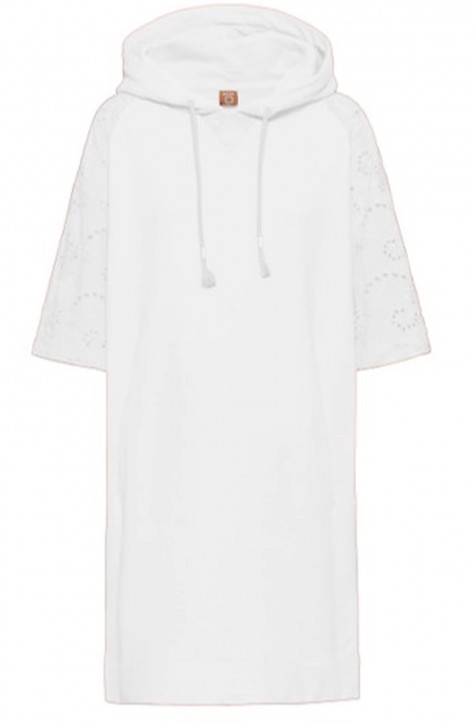 Hugo Boss Kapuzenkleid C_EFI  mit Lochstikerei am 3/4 Arm weiß 100 Hugo Boss Kapuzenkleid C_EFI  mit Lochstikerei am 3/4 Arm weiß 100