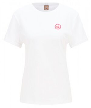 Hugo Boss Regular-Fit T-Shirt C_Esummer aus Bio-Baumwolle mit sommerlichem Print weiß 128