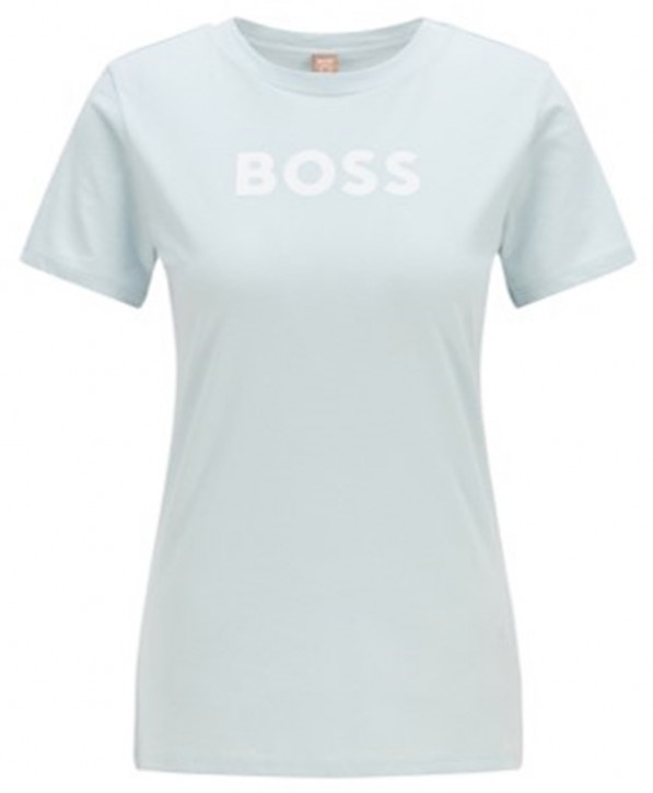 Hugo Boss C_Elogo_5 Damen T-Shirt mit weißem Logo-Schriftzug hellblau 417 Hugo Boss C_Elogo_5 Damen T-Shirt mit weißem Logo-Schriftzug hellblau 417