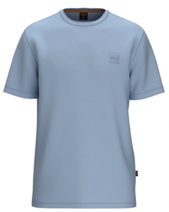Hugo Boss Herren Rundhals T-Shirt TEGOOD mit Label patch auf der Brust hellblau 487 Hugo Boss Herren Rundhals T-Shirt TEGOOD mit Label patch auf der Brust hellblau 487