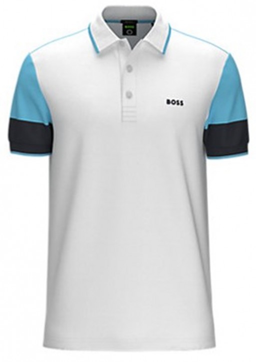 Hugo Boss Paddy 11 Poloshirt aus Interlock-Baumwolle mit Colour-Block-Ärmeln weiß 100 Hugo Boss Paddy 11 Poloshirt aus Interlock-Baumwolle mit Colour-Block-Ärmeln weiß 100