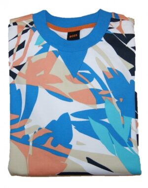 Hugo Boss Sweatshirt WAllover mit Muster bedruckt Blau 439