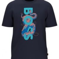 Hugo Boss T-Shirt Thinking 6 aus Baumwoll-Jersey mit Logo-Artwork dunkelblau 404