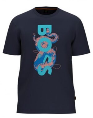 Hugo Boss T-Shirt Thinking 6 aus Baumwoll-Jersey mit Logo-Artwork dunkelblau 404