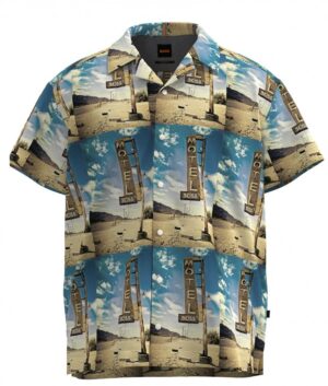 Hugo Boss Relaxed-Fit Hemd Lapis_2 aus Baumwolle mit Motel-Print Farbe 131