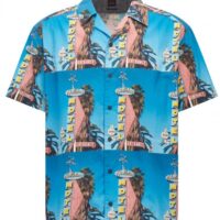 Hugo Boss Relaxed-Fit Hemd Lapis_2 aus Baumwolle mit Motel-Print Farbe 439