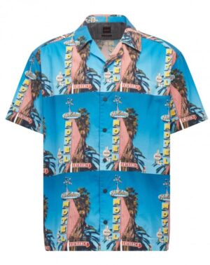 Hugo Boss Relaxed-Fit Hemd Lapis_2 aus Baumwolle mit Motel-Print Farbe 439
