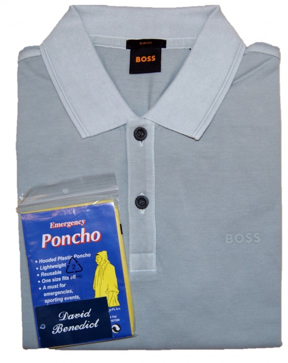 David Benedict Regenponcho mit Prime Poloshirt Silber 043 David Benedict Regenponcho mit Prime Poloshirt Silber 043