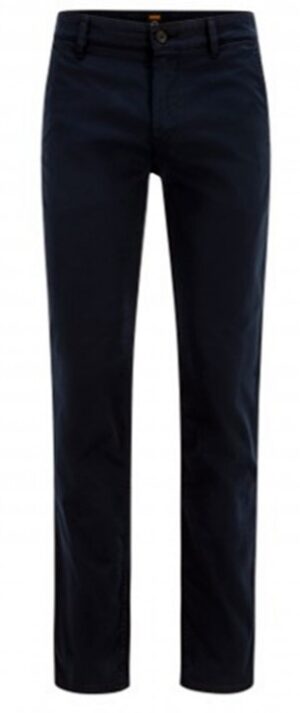 Hugo Boss Slim-Fit Hose Schino-Slim D aus elastischem Baumwoll-Satin dunkelblau 404