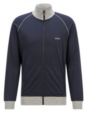 Hugo Boss Mix&Match Jacket Z Strickjacke mit Logoschriftzug auf der Brust dunkelblau 403
