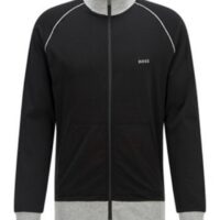 Hugo Boss Mix&Match Jacket Z Strickjacke mit Logoschriftzug auf der Brust schwarz 001 Hugo Boss Mix&Match Jacket Z Strickjacke mit Logoschriftzug auf der Brust schwarz 001