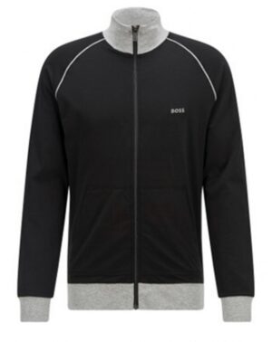Hugo Boss Mix&Match Jacket Z Strickjacke mit Logoschriftzug auf der Brust schwarz 001