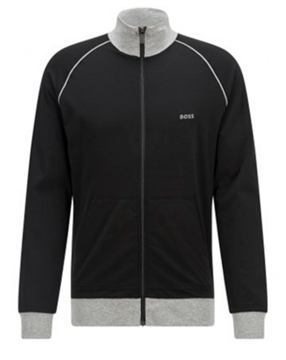 Hugo Boss Mix&Match Jacket Z Strickjacke mit Logoschriftzug auf der Brust schwarz 001 Hugo Boss Mix&Match Jacket Z Strickjacke mit Logoschriftzug auf der Brust schwarz 001