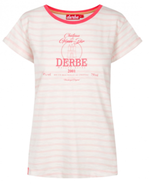 DERBE Blubberwasser Damen T-Shirt Strawberry Cream Rosa Gestreift 0332