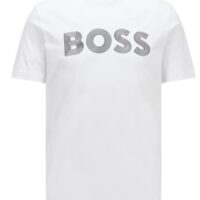 Hugo Boss T-Shirt Tee 6 mit schwarzem Logo-Schriftzug weiß 100
