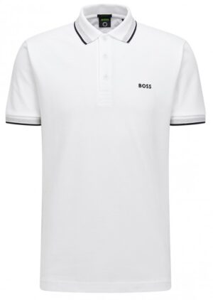 Hugo Boss Poloshirt Paddy aus Bio-Baumwolle mit geschwungenem Logo weiß 100
