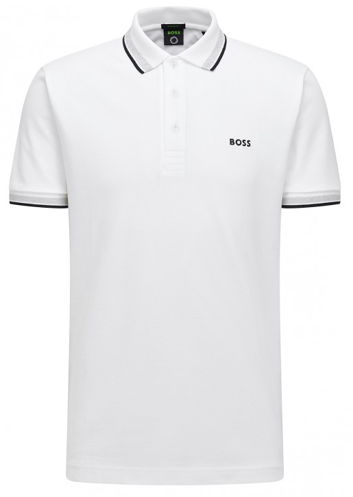 Hugo Boss Poloshirt Paddy aus Bio-Baumwolle mit geschwungenem Logo weiß 100 Hugo Boss Poloshirt Paddy aus Bio-Baumwolle mit geschwungenem Logo weiß 100