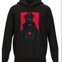 Hugo Lässiges  Kapuzen-Sweatshirt Doodie mit Hundemotiv schwarz 001