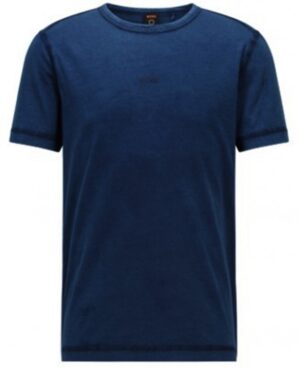 Hugo Boss Stückgefärbtes T-Shirt TOKKS aus Bio-Baumwolle mit Logo-Print dunkelblau 404