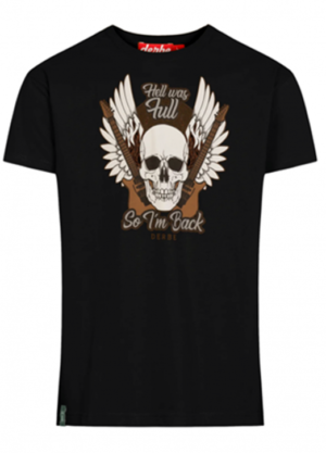 DERBE Herren Rockgitarre T-Shirt Schädel Black Schwarz Braun 090