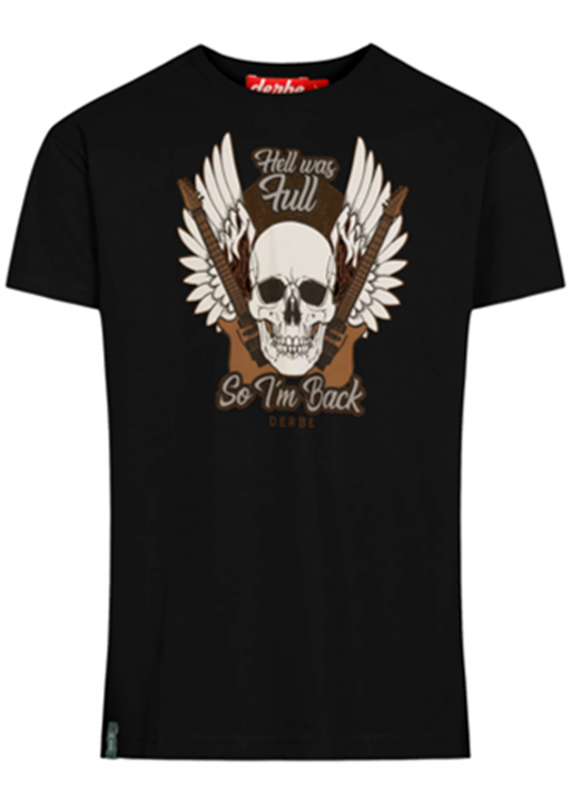 DERBE Herren Rockgitarre T-Shirt Schädel Black Schwarz Braun 090 DERBE Herren Rockgitarre T-Shirt Schädel Black Schwarz Braun 090
