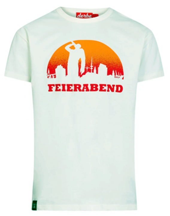DERBE Einer Geht Noch Herren T-Shirt Orange Hafen Silhouette Feierabend Bier off white  023 DERBE Einer Geht Noch Herren T-Shirt Orange Hafen Silhouette Feierabend Bier off white  023