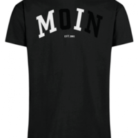 DERBE Moin Herren T-Shirt Zweifarbig Black Schwarz Weiß 090 DERBE Moin Herren T-Shirt Zweifarbig Black Schwarz Weiß 090
