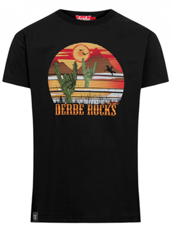 DERBE Herren T-Shirt Rocks Cowboy Western Kaktus Black Schwarz  090 DERBE Herren T-Shirt Rocks Cowboy Western Kaktus Black Schwarz  090
